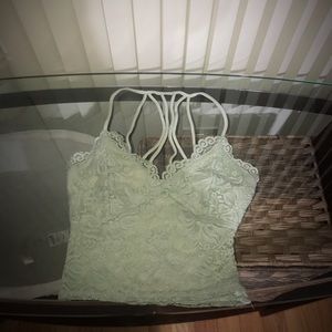 Light green lace crop top cami